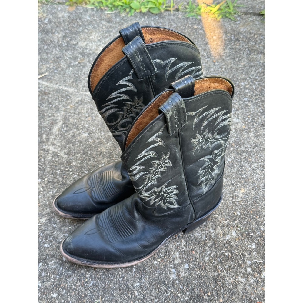Tony Lama 7900 Mens Black Leather Western Cowboy Boots Handcrafted USA Size 9 D